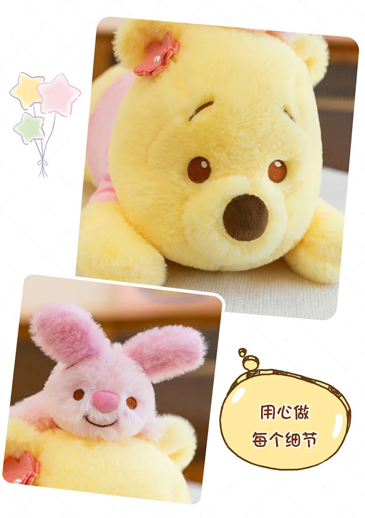 80cm New Cherry Blossom Series Kawaii Stitch Plush Toy Stuffed Doll Cute Winnie Dumbo Sitting Figure Kids Birthday Xmas Gift