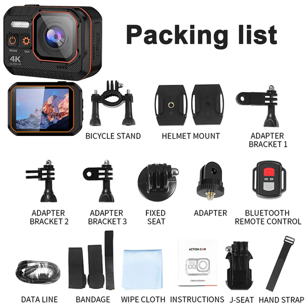 4K 60FPS Mini Action Camera Wifi Outdoor Sport Anti Shake 170° Wide Angle Waterproof Camera Pro Bike Motorcycle Helmet Body Cam