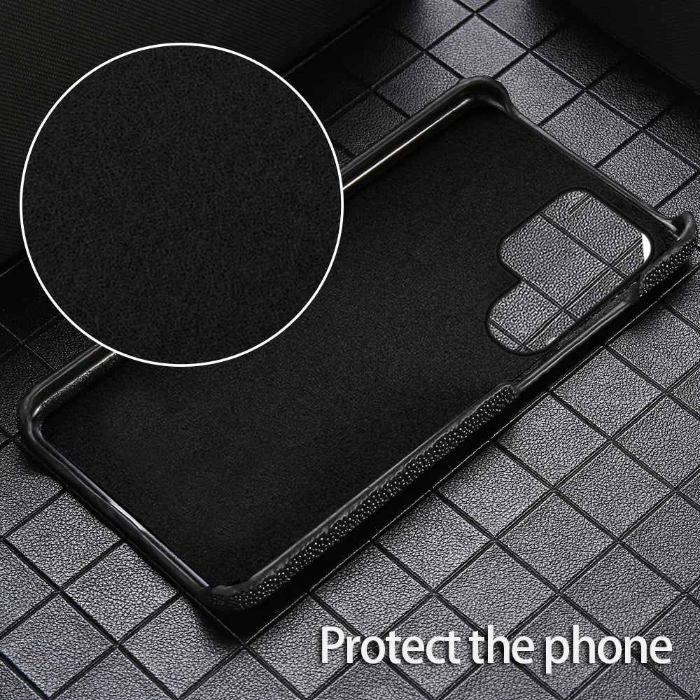 Luxury Genuine Stingray Leather Case for Samsung Galaxy S26 / S26 Ultra / S25 / S25 Plus / S24 / S23 5G – Magnetic Anti-Scratch Back Cover