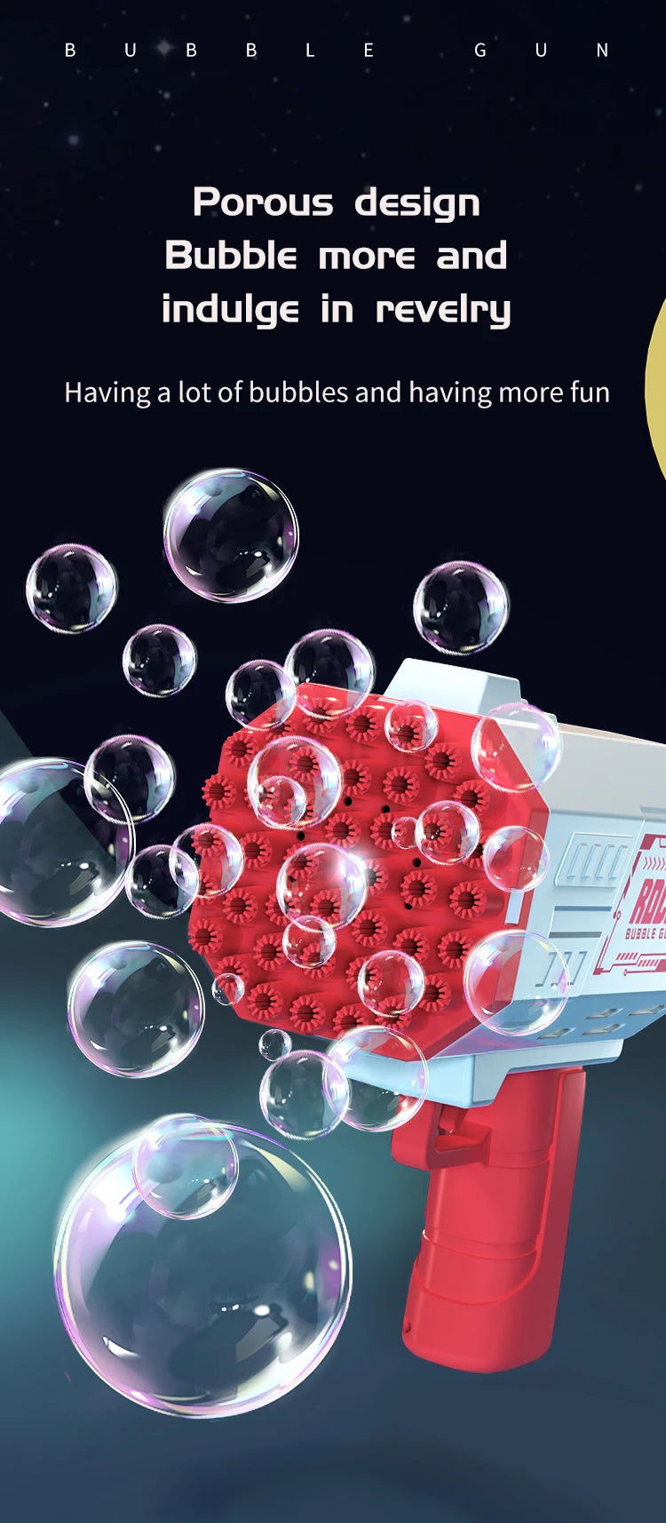 40-hole Electric Bubble Machine Handheld Gatling Automatic Bubble Gun Children's Portable Outdoor Party Toy LED Light Hair Dryer