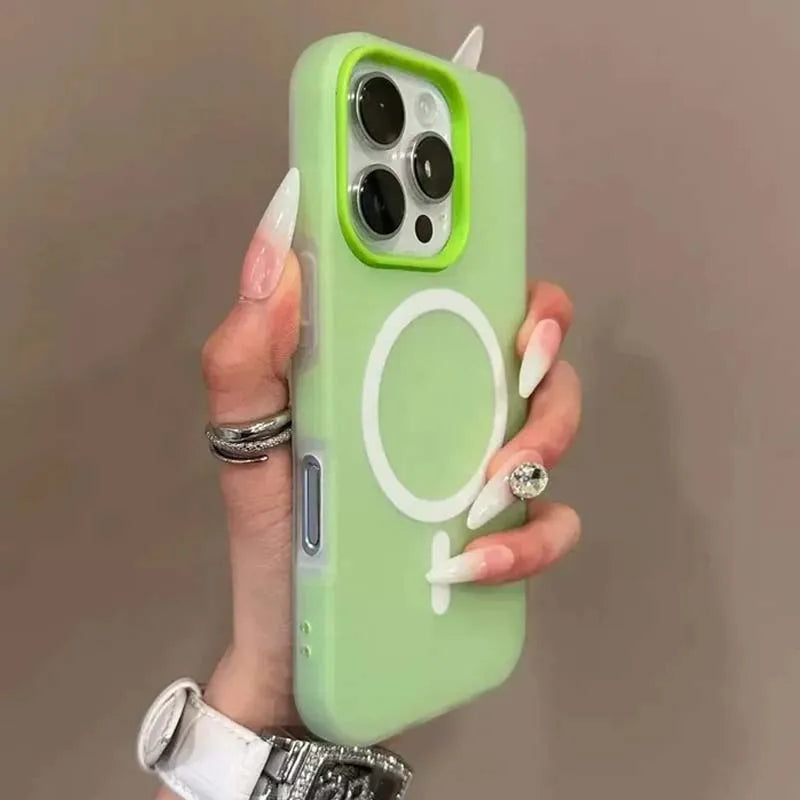 Luxury Candy Color 2 IN 1 Magsafe Case for iPhone 17 16 15 14 Plus 17 Air Wireless Charge Bumper Cover