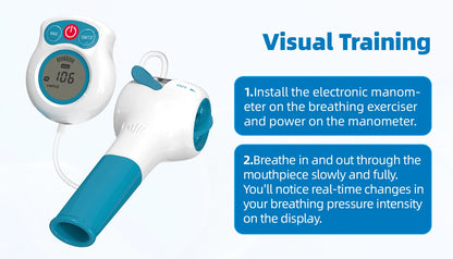 Breathing Exercise Device with Digital Manometer Lung Exerciser Device Respiratory Muscle Trainer Improve Lung Capacity with App