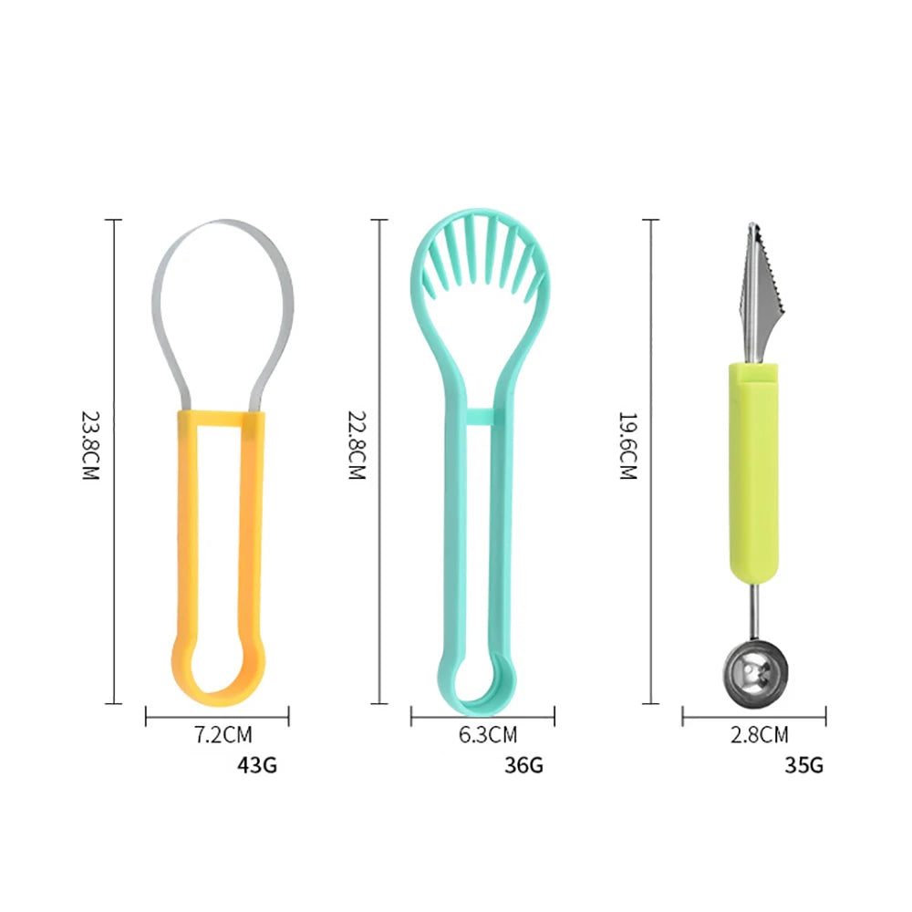 3 In 1 Fruit Ball Digger Carving Knife Kiwi Fruit Lemon Spoon Hami Melon Separating Cutter Portable Household Kitchen Gadget Set