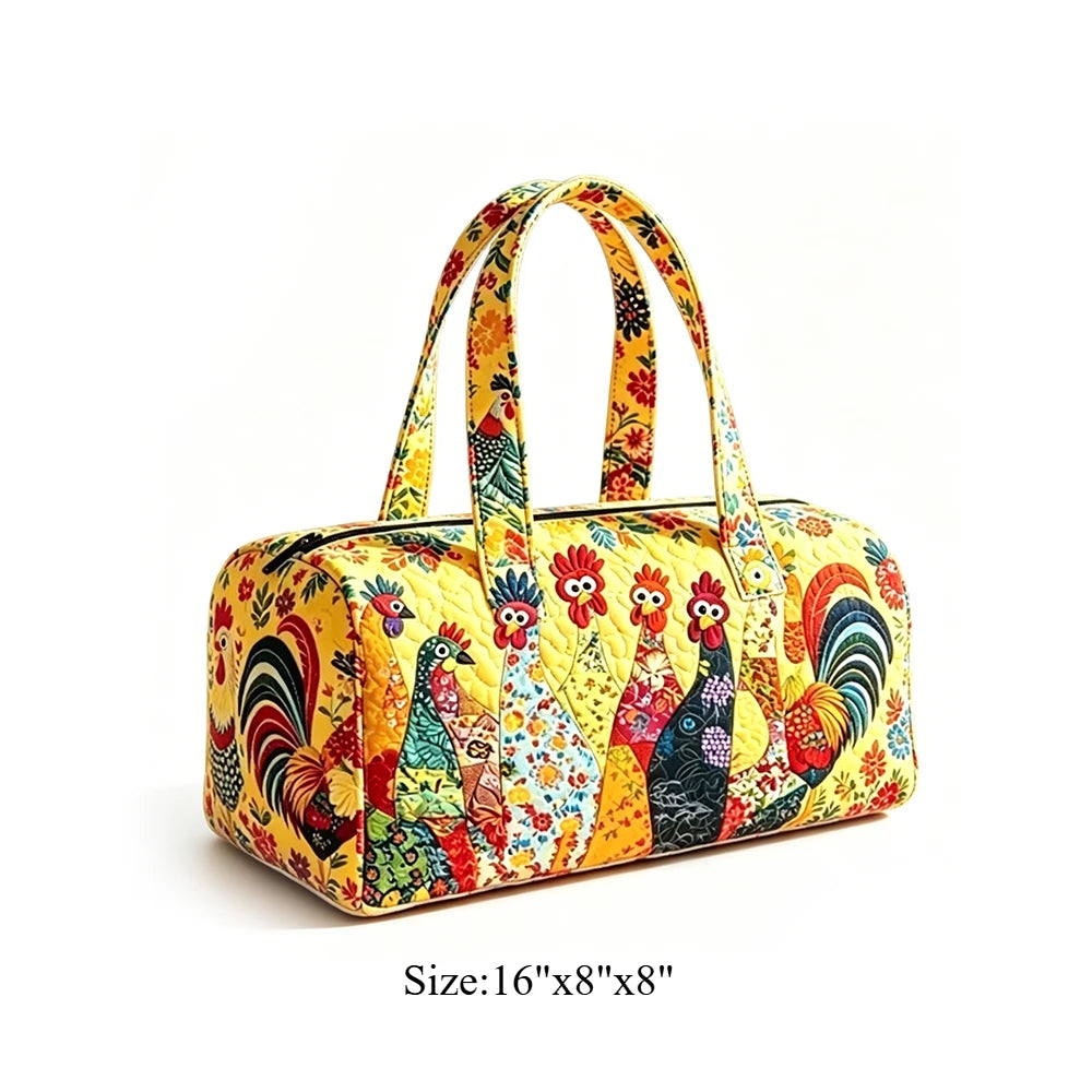 Cute Dachshund Dog Print Quilted Duffel Bag Rainbow Striped Pet Lover Travel Lightweight Polyester Weekender Bag for Women Girls