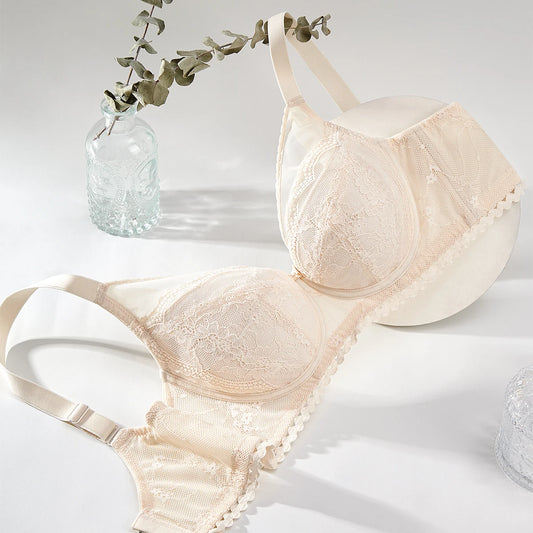 Womens Lace Thin Cup Push Up Underwire Bra