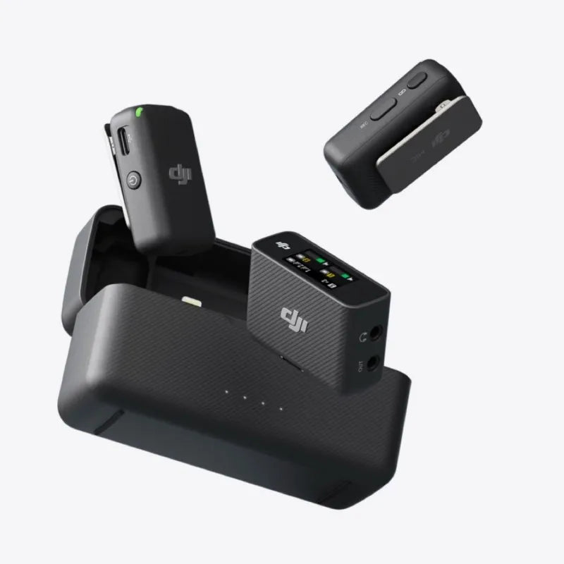 Wireless Microphone System Dual Channel Recording Kit with 250m Transmission Range and Charging Case