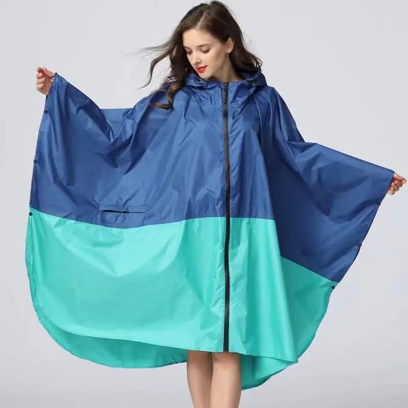 Lightweight Breathable Waterproof Rain Poncho with Belt and Storage Bag