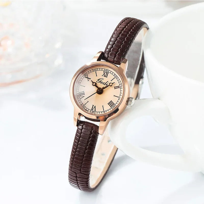 Classic Simple Women Watch Roman Numeral Dial Luxury Rose Gold Watch Case Office Lady Slender Wrist watch
