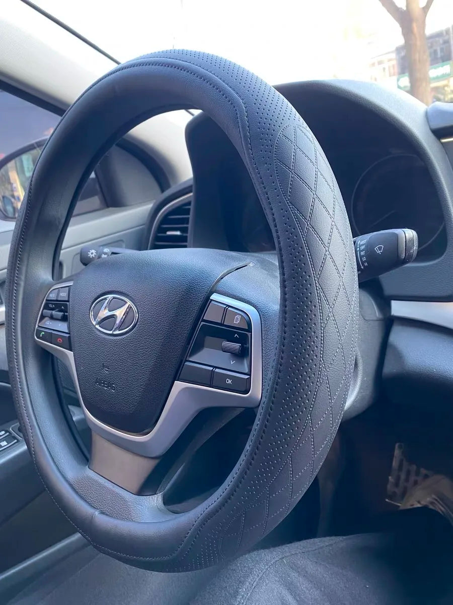 Perforated Nappa Leather Car Steering Wheel Cover 37CM 38CM