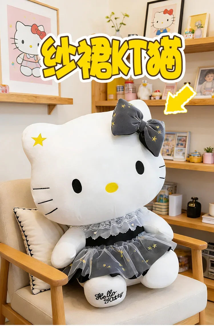 Black Gold Cat Character Plush Stuffed Doll Toy