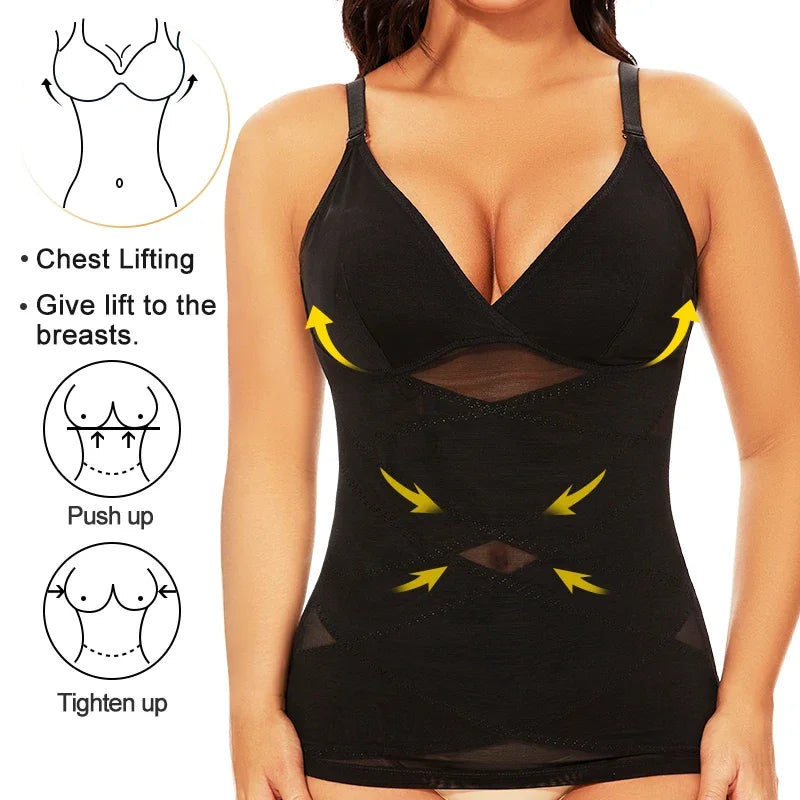 Women Built-In Bra Shapewear Camisole – Tummy Control Slimming Tank Top