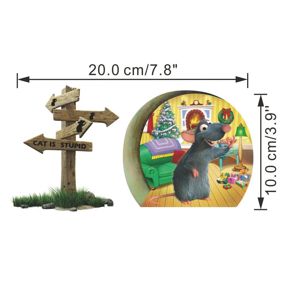 3pcs/Set 3D Mouse Hole Wall Sticker Mouse Garden Hole Vinyl Decal Cute Animal Door Sticker Nursery Home Decoration