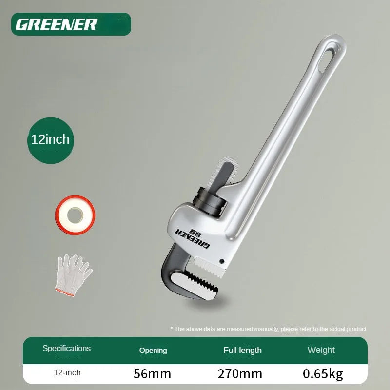 8/12/14/18 inch Pipe Wrench 40% Lighter Adjustable Aluminum Plumbing Wrench Heavy Duty Straight Pipe Wrenches Jaw Max Capacity