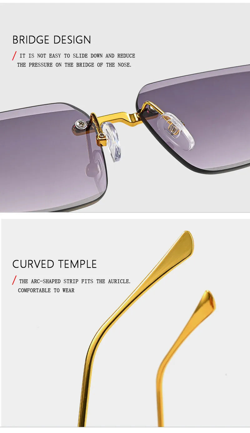 Rimless Wooden Sunglasses With UV400 Protection
