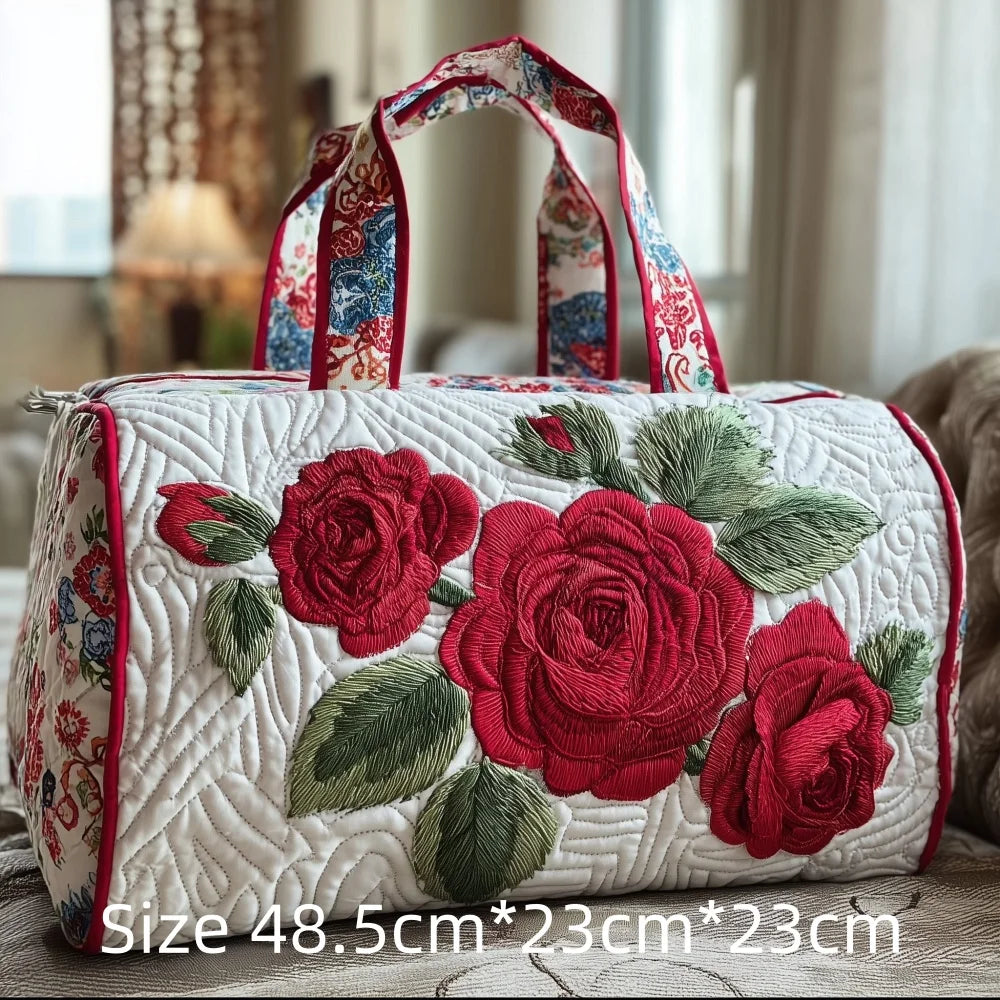 Fashion 3D Printed Quilted Travel Bag for Women Floral Tote Weekender Large Flower Pattern Carry On Handbag Vacation Bags