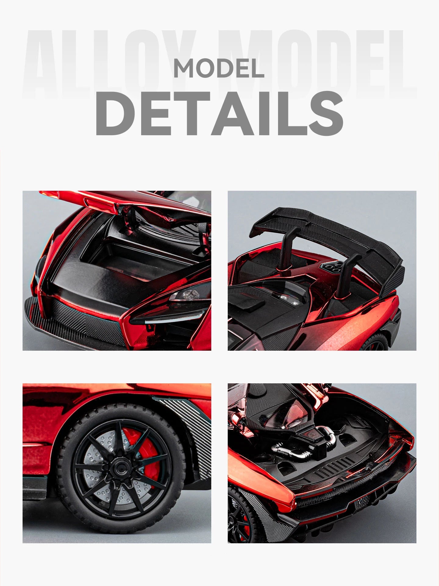 1 24 Scale Senna Supercar Diecast Pull Back Model Car with Sound and Light