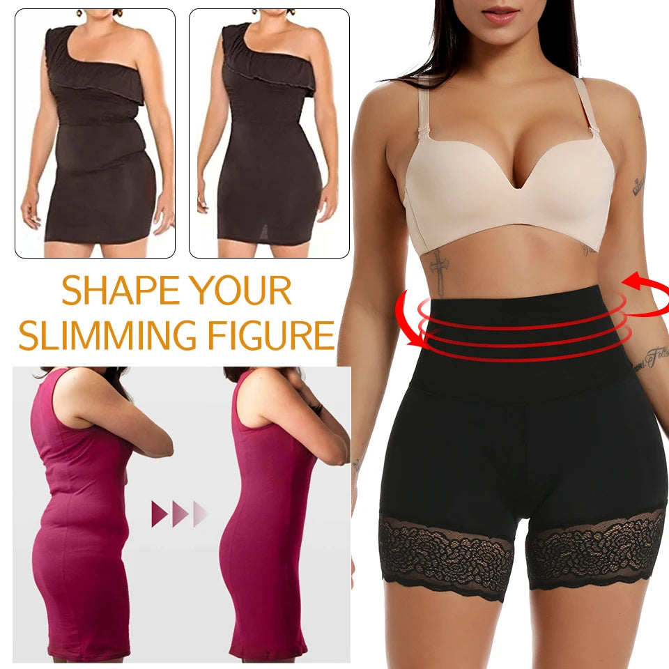 Women Body Shaper High Waist Shorts Lace Knickers Tummy Control Panties Slimming Underwear Shaping Boyshorts Shapewear