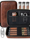 Leather Travel Cigar Humidor with 4 Cigar Tube and Cigar Cutter,Cigar Accessories Gift Set for Men,Lighter not included