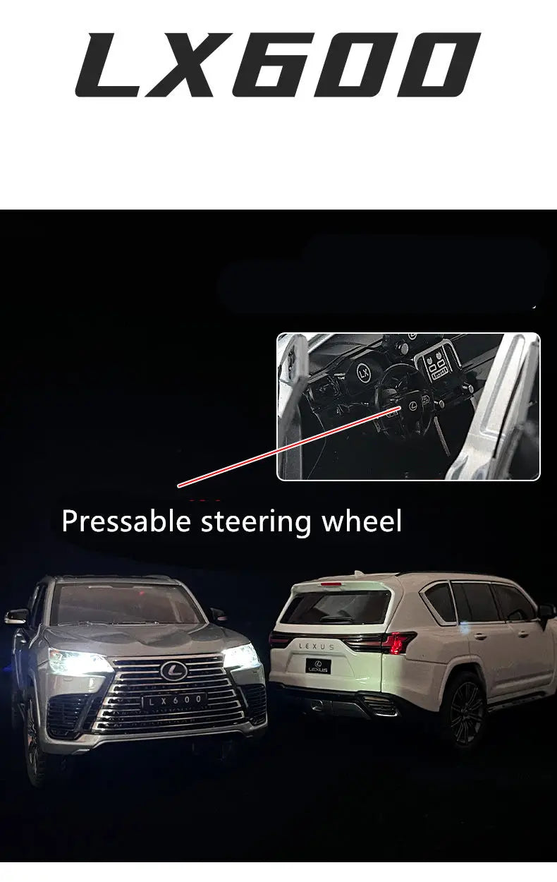 1:24 Lexus LX600 SUV Metal Model Car Toys Alloy Diecast Simulation Offroad Vehicles Sound And Light Cars