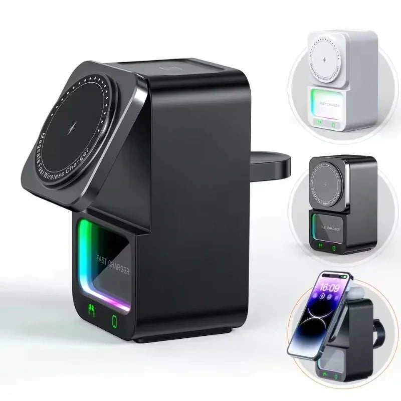 Bluetooth speaker charger with five in one speaker and wireless fast charging suitable for Apple Aeries phones/headphones/watche