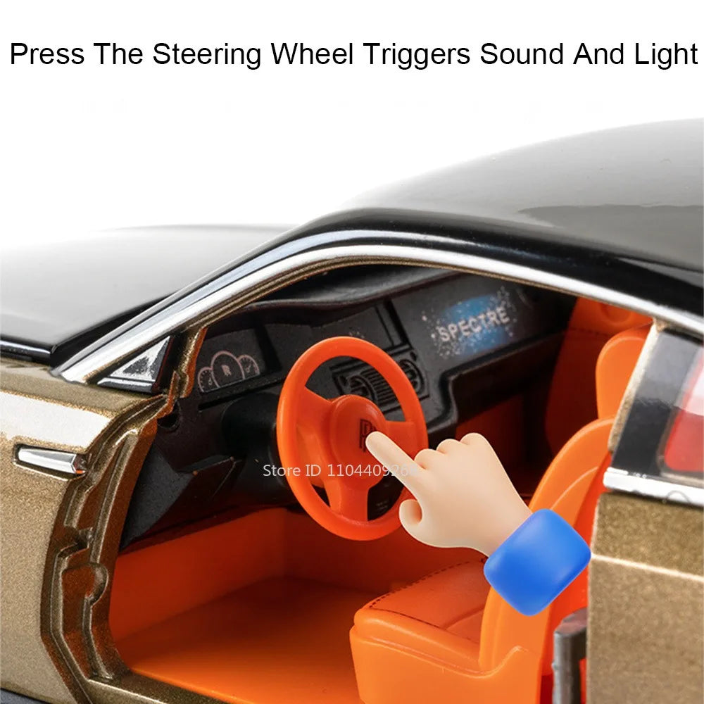 1:24 Rolls-Royce Spectre Cullinan Masory Car Model Toy Sound Light Shock Absorption Vehicle Models Desktop Ornaments Gift