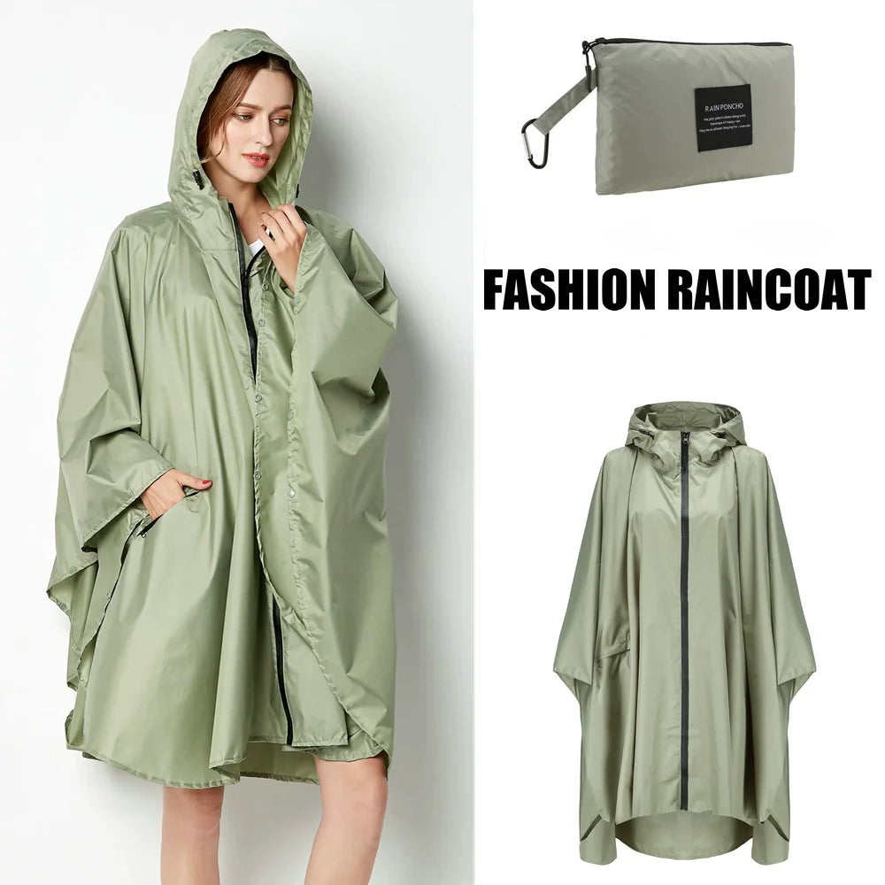 Lightweight Breathable Waterproof Rain Poncho with Belt and Storage Bag