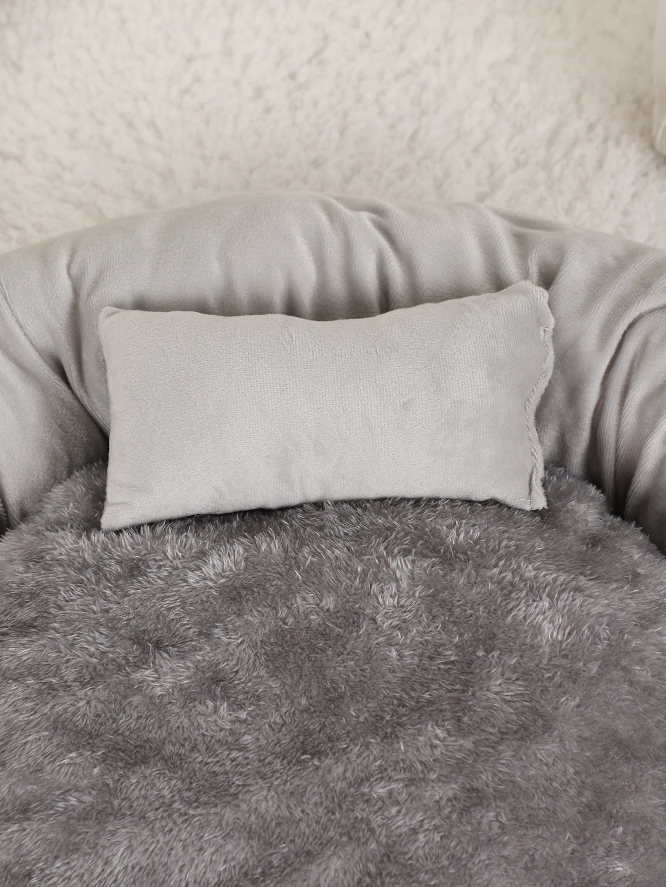 Washable Plush Pet Bed Sofa Gray for Dogs and Cats
