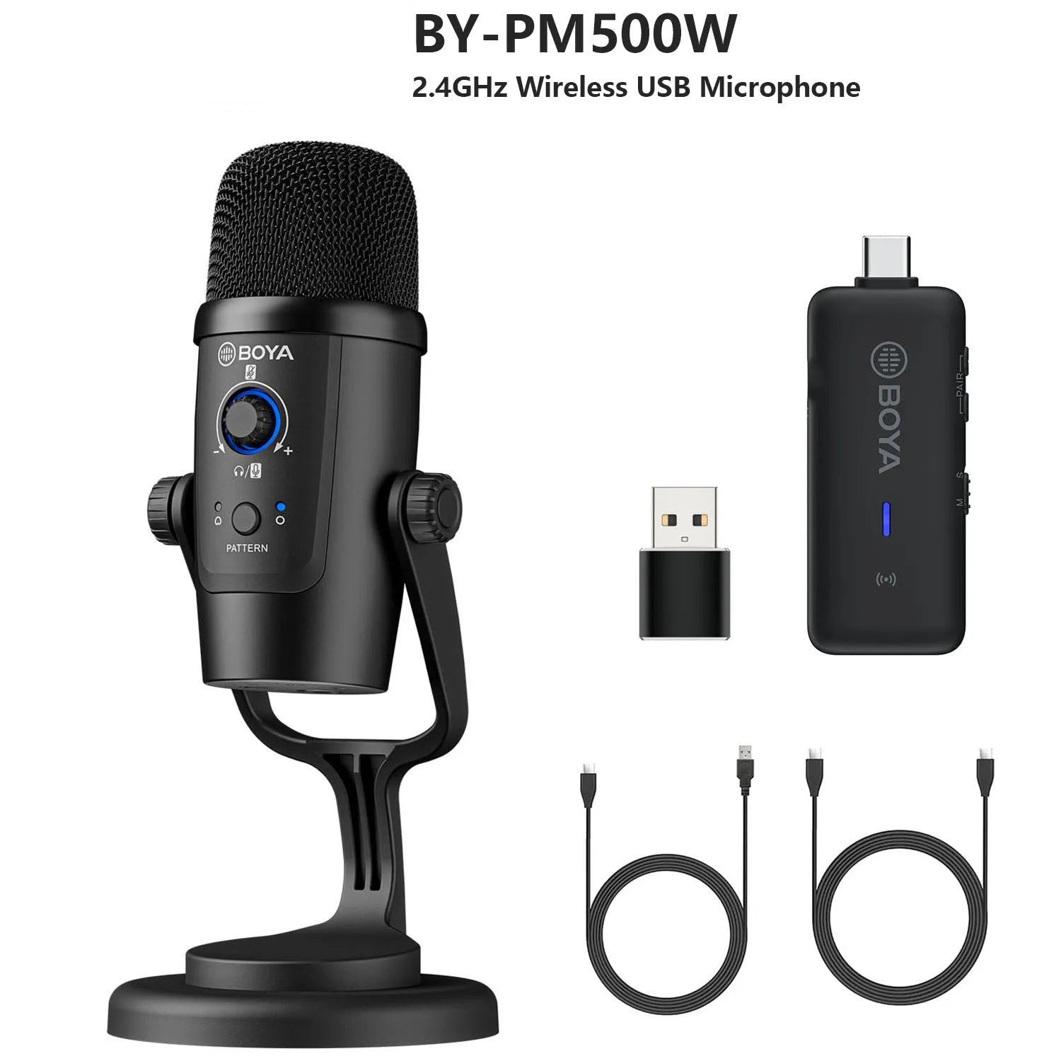 BY-PM500W Desktop Wireless USB Microphone for PC Smartphone Android iPhone Mac Windows Youtube Recording Streaming Gaming