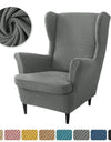 Polar Fleece Stretch Wing Chair Cover Elastic Single Wingback Chairs Covers with Seat Cushion Cover Relax Armchair Slipcovers