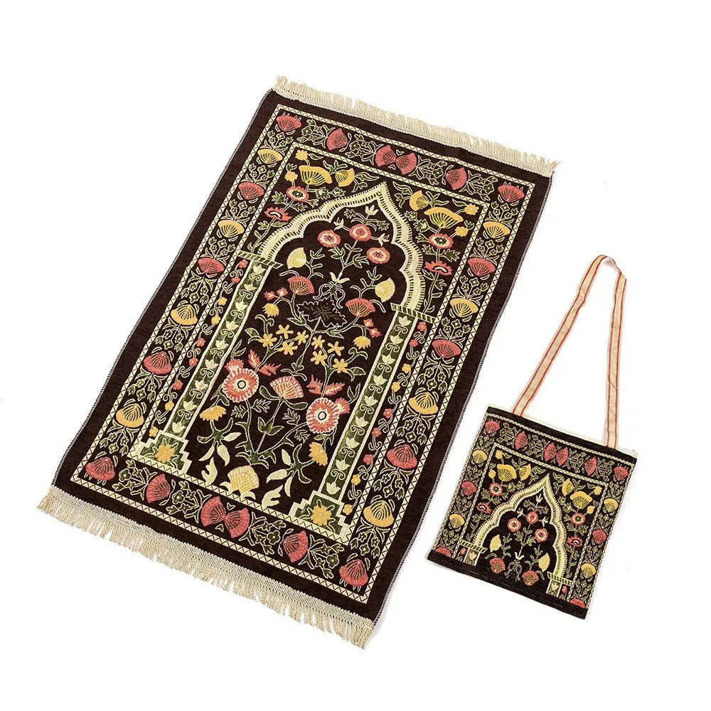 Prayer Rug Islamic Portable Muslim Prayer Rug Set with Elegant Bags Soft Carpet for Ramadan Islamic Muslim Great Gift for Family