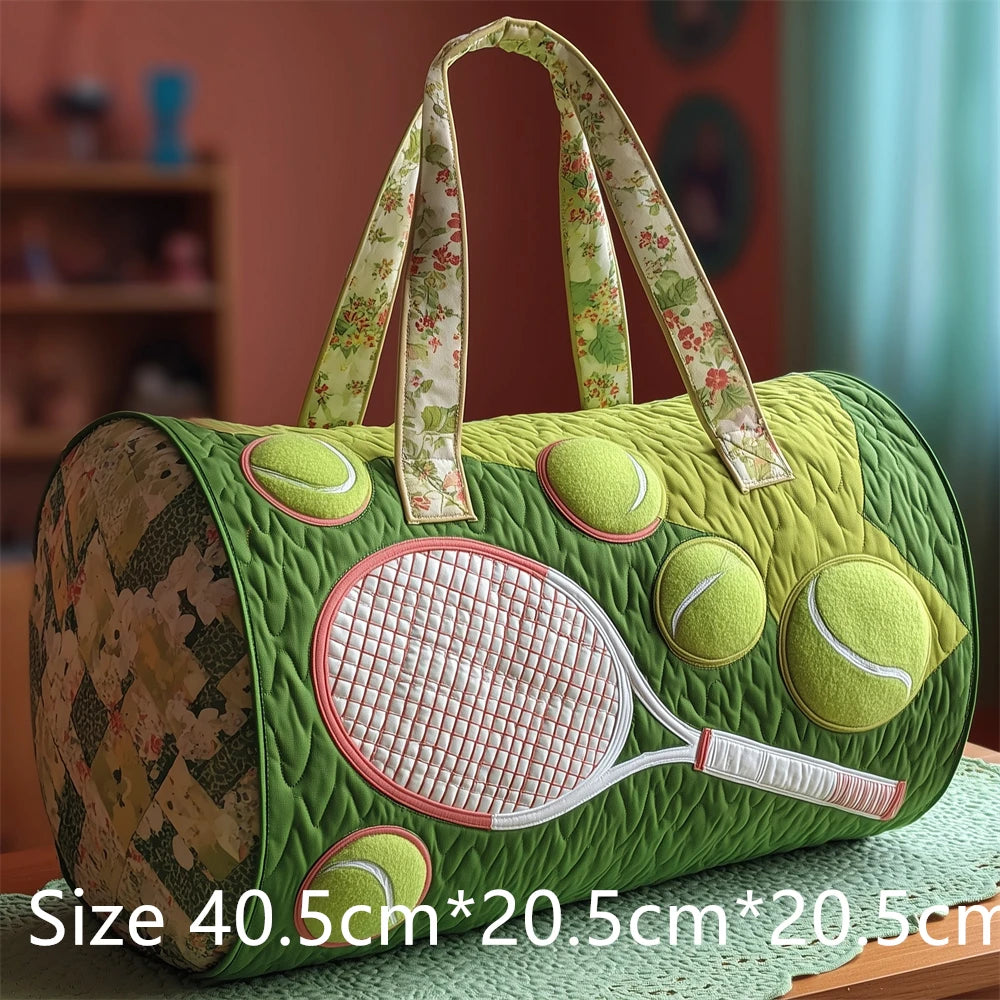 Tennis Racket 3D Printed Quilted Duffel Bag Large Capacity Sports Travel Gym Bag Fashion Weekender Overnight Bag for Men Women