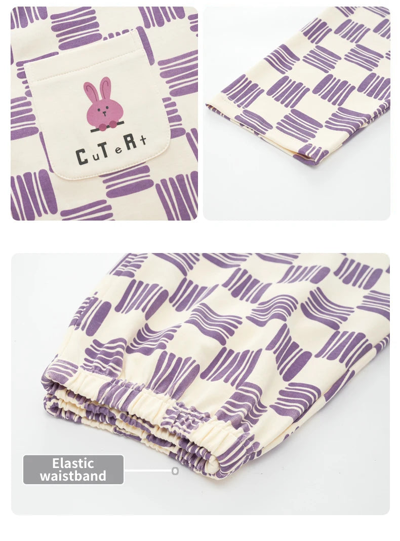 Women’s Winter 100% Cotton Pajama Set – Loose Fit, Turn-Down Collar, Long Sleeves, Cute Pink