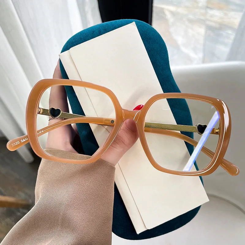 Big Size Woman Eyeglasses Ultra light TR90 White Eyewear Square Full Frame Optical Prescription Frames