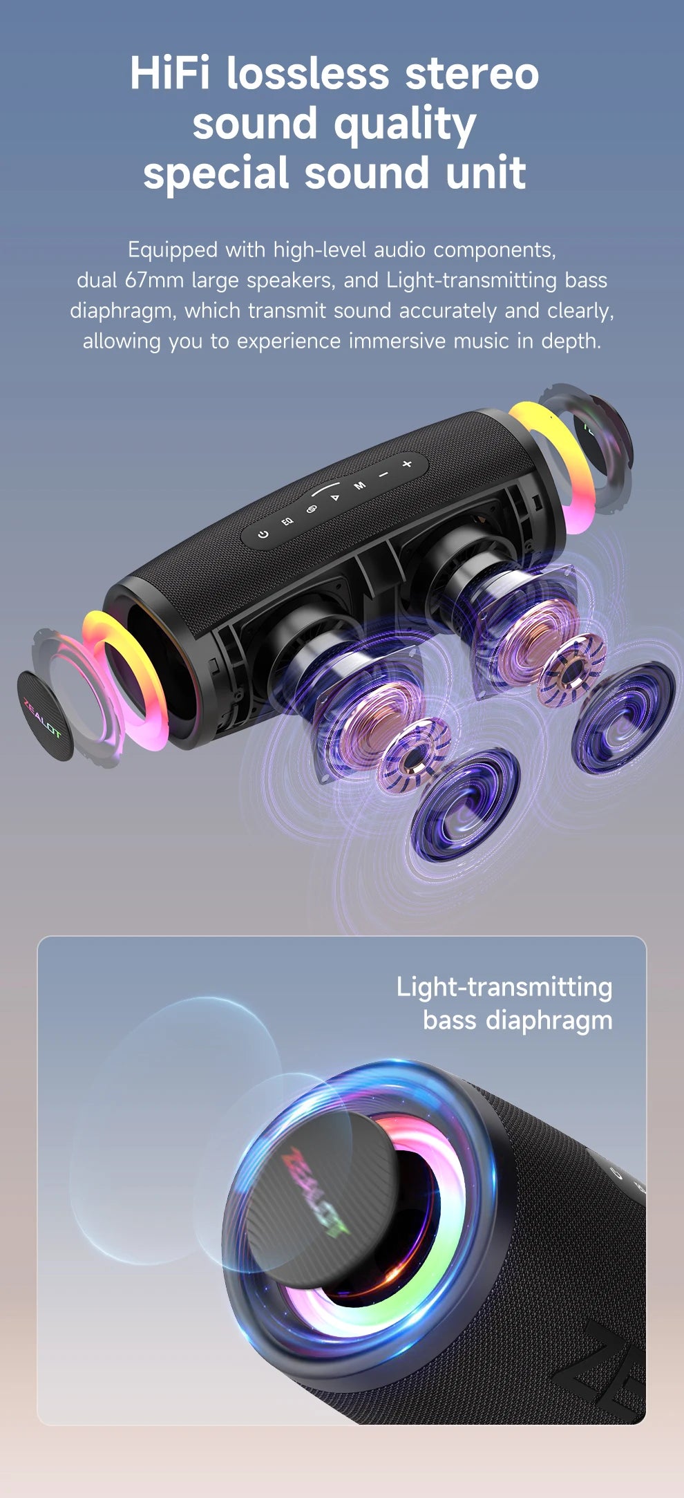 Bluetooth Speaker 40W Output Power Bluetooth Speaker with Excellent Bass Performace IPX6 Waterproof Camping Outdoor