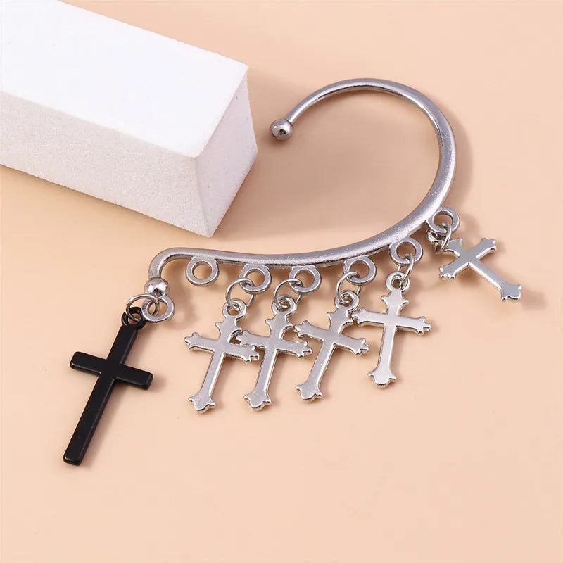 1Pc Fashion Punk Cross Clip Earring for Teens Ear Cuffs Zinc Alloy Cool Jewelry Vintage Retro Metal Earrings