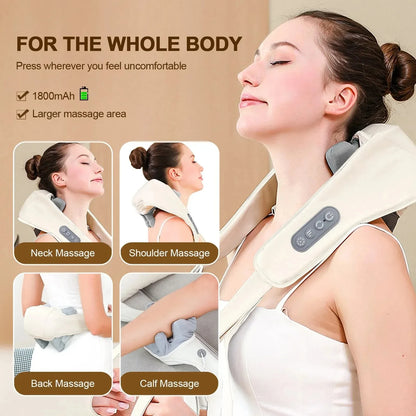 Electrical Shiatsu Back Neck Shoulder Body Massager Heated 6D Kneading Car/Home Massage Shawl Best Gift