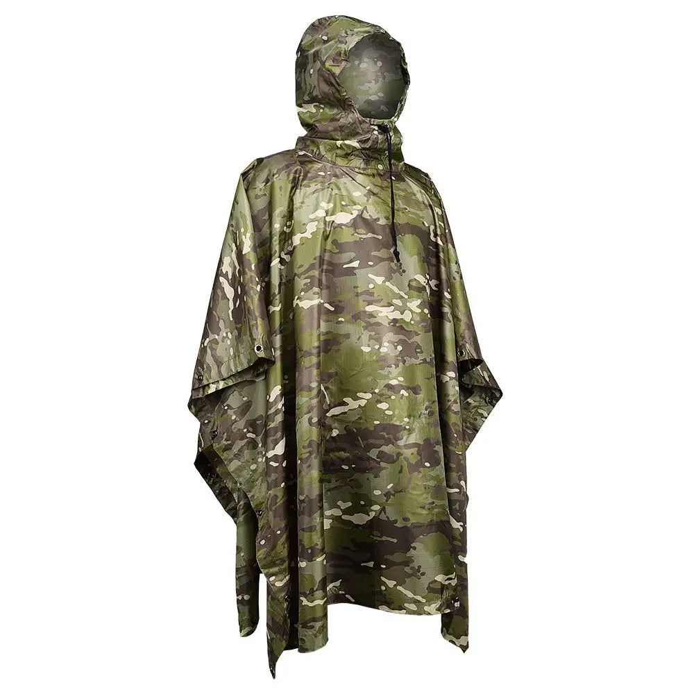 Camouflage Waterproof Folding Rain Poncho with Storage Bag for Adults