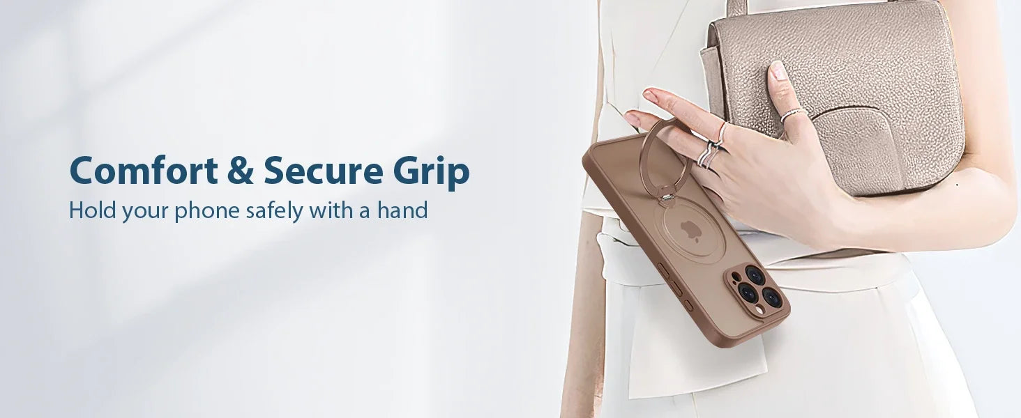 Luxury Magsafe Matte Phone Case For iPhone 16 Pro Max with  Rotatable Ring Stand Camera Lens Protection Shockproof Case