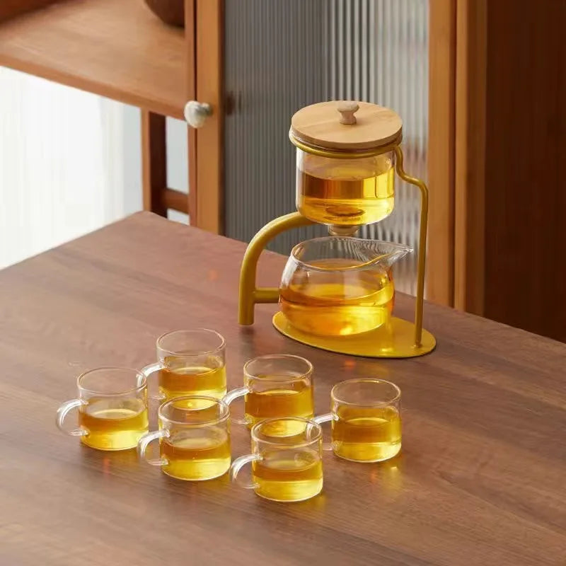 Automatic Glass Teapot Set,  Diversion, Rotating, Lazy Kungfu, Drinking, 1 Set
