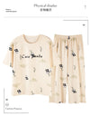 2-Pcs Women’s Cotton Pajama Set – Breathable Short Sleeve Summer Sleepwear with Cute Prints