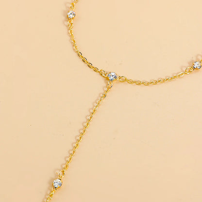 Shiny Crystal Anklet for Women Gold Plated Metal Chain Ankle Bracelet Linked Toe Rings