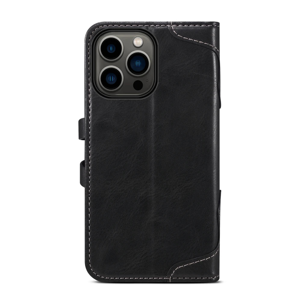 Flip Leather Wallet Phone Case for iPhone 16 15 Pro Max 14 Plus with  Card Slot Holder Cover