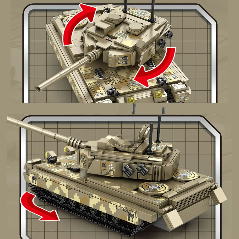 WW2 Military Dongfeng 21 Missile Transportation Car Model Weapons Series Military Leopard II 99A Tank World War II DIY Toys Gift