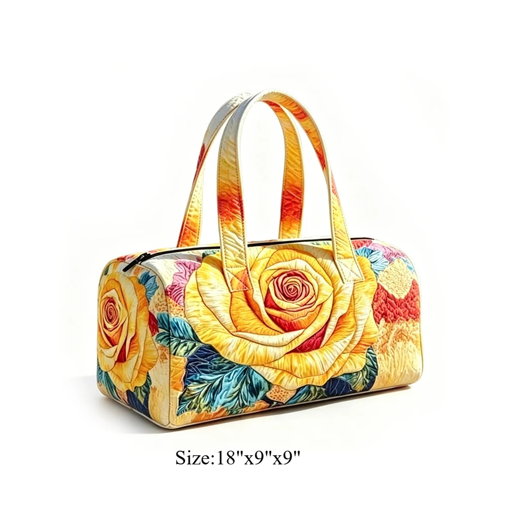 Cute Dachshund Dog Print Quilted Duffel Bag Rainbow Striped Pet Lover Travel Lightweight Polyester Weekender Bag for Women Girls