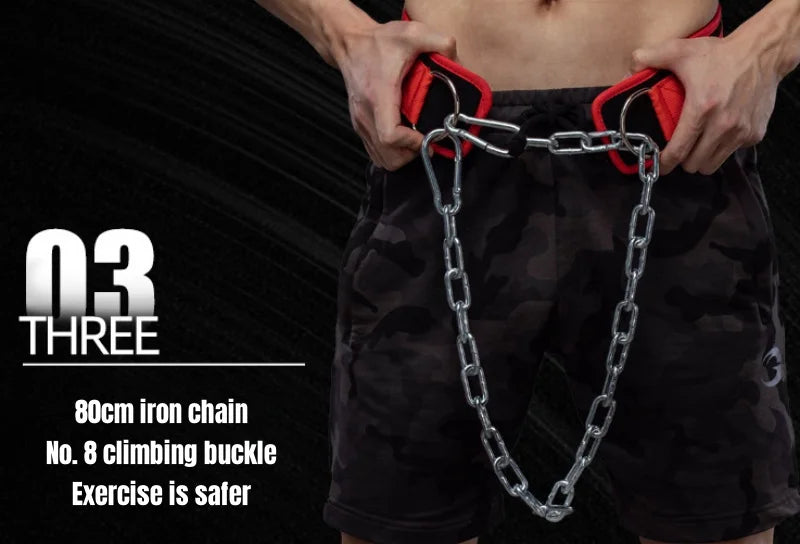 Dip Belt for Weightlifting With Chain Pull Ups Belt Gym Lifting Belt Powerlifting Squat Bodybuilding Heavy Duty Steel Crossfit