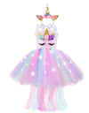 Girl Unicorn Dresses for Girls Tutu Princess Party Dresses with LED Lights Flower Birthday Party Cosplay Costume Girls Clothing