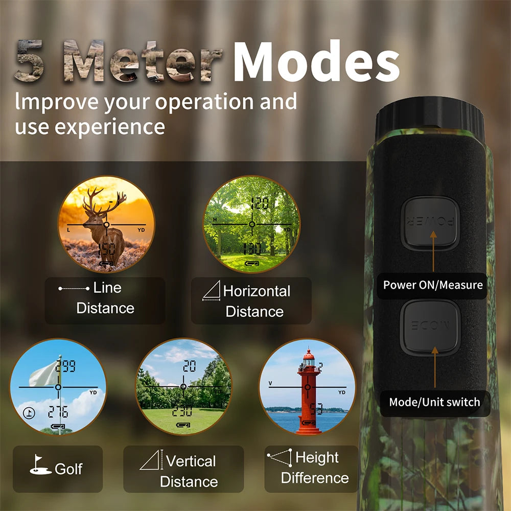 Camouflage Rechargeable Laser Rangefinder 750YD / 1300YD with Flag-Lock Vibration