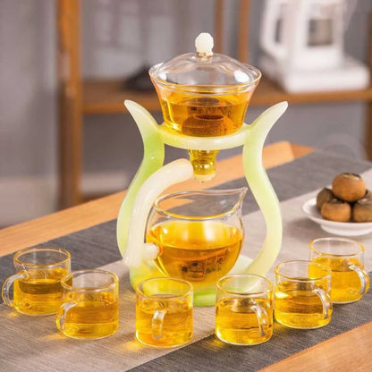 Artifact Lazy Kung Fu Tea Set Heat-resistant Glass Teapot Tea Infuser Coffee Automatic Magnetic Teaware Drinkware