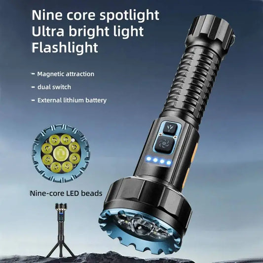 30W 1 Plus 8 LED Rechargeable Camping Flashlight