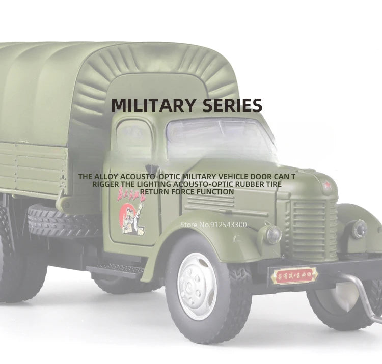 1:24 CA10 Vintage Truck Armored Car Model Toy Alloy Diecast Military Carrier Transport Vehicles Models Sound Light s Gifts